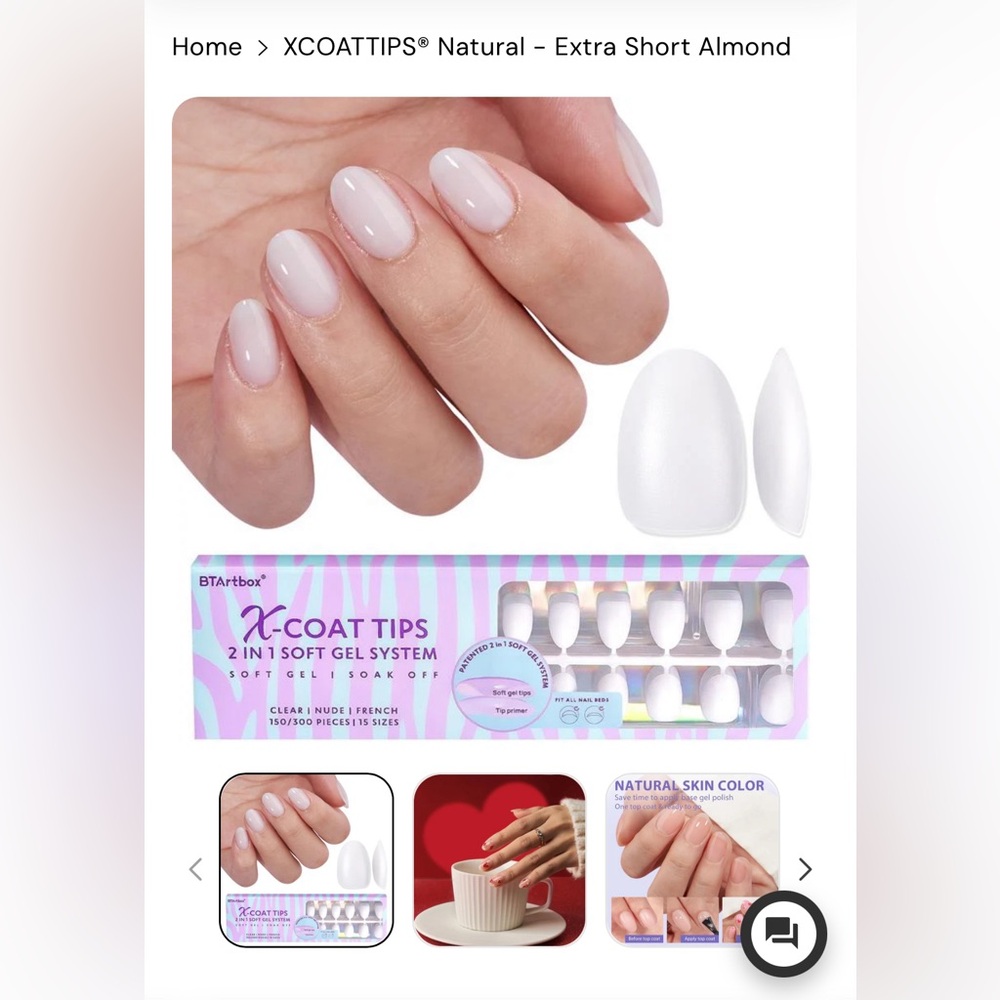 XCOATTIPS® Natural - Extra Short Almond-Milky White- NEW